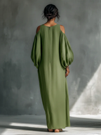 Vestido Anika — Manga Puff Hombro Descubierto