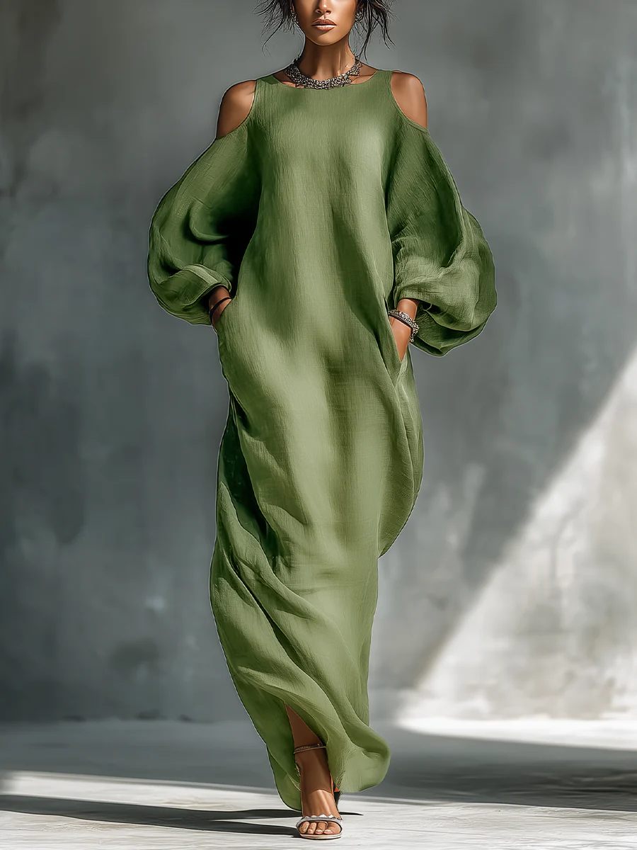 Vestido Anika — Manga Puff Hombro Descubierto